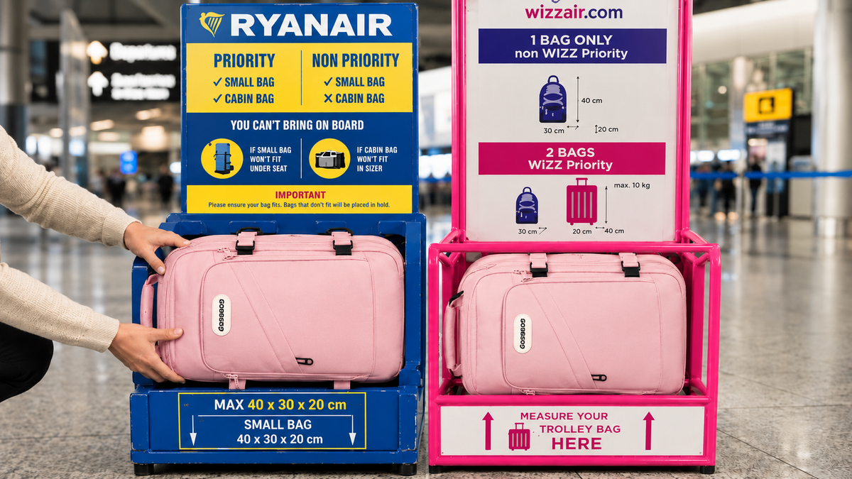 Plecak GOODBLESS różowy w miernikach Ryanair i Wizz Air