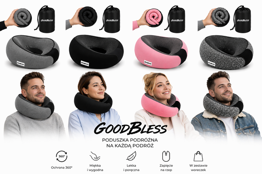 Poduszka Podróżna GOODBLESS na Kark Poduszka Turystyczna na szyję z ochroną 360°